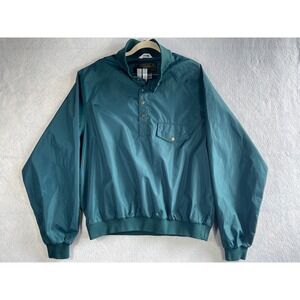 Eddie Bauer Men Vintage Teal Green Nylon Pullover Windbreaker Jacket Large 8633I